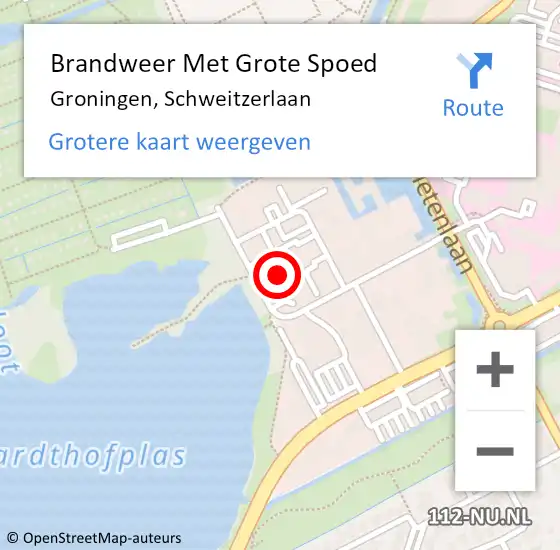 Locatie op kaart van de 112 melding: Brandweer Met Grote Spoed Naar Groningen, Schweitzerlaan op 7 juli 2017 11:34