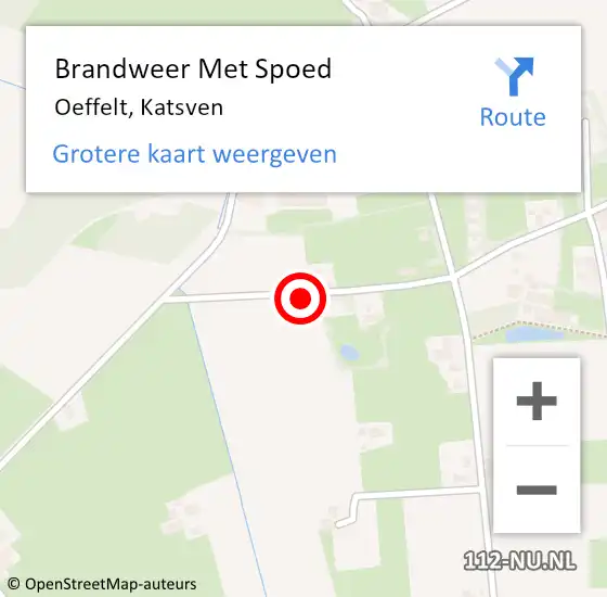 Locatie op kaart van de 112 melding: Brandweer Met Spoed Naar Oeffelt, Katsven op 7 juli 2017 11:39