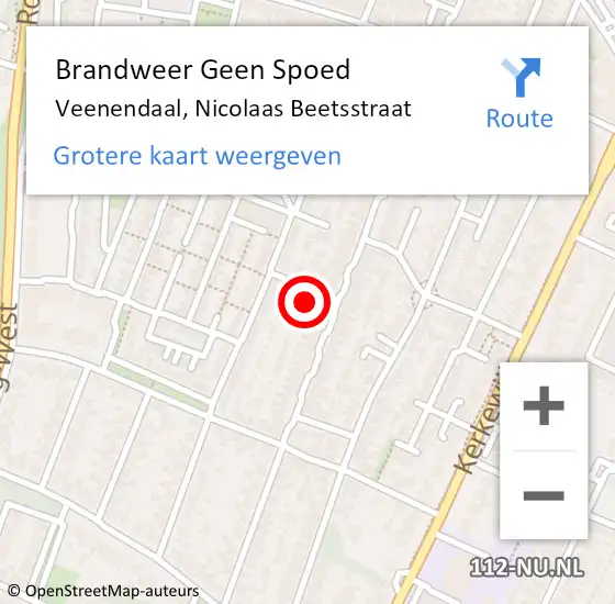 Locatie op kaart van de 112 melding: Brandweer Geen Spoed Naar Veenendaal, Nicolaas Beetsstraat op 7 juli 2017 11:49