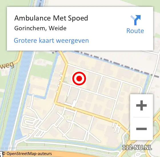 Locatie op kaart van de 112 melding: Ambulance Met Spoed Naar Gorinchem, Weide op 7 juli 2017 11:51