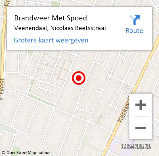 Locatie op kaart van de 112 melding: Brandweer Met Spoed Naar Veenendaal, Nicolaas Beetsstraat op 7 juli 2017 11:53