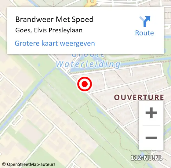 Locatie op kaart van de 112 melding: Brandweer Met Spoed Naar Goes, Elvis Presleylaan op 7 juli 2017 12:05