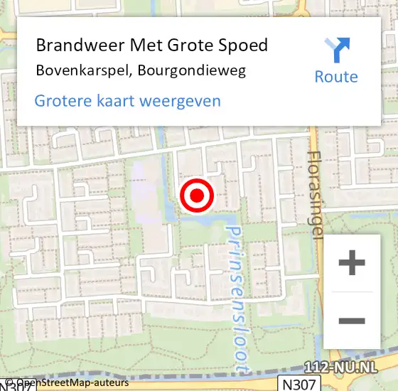 Locatie op kaart van de 112 melding: Brandweer Met Grote Spoed Naar Bovenkarspel, Bourgondieweg op 7 juli 2017 12:11