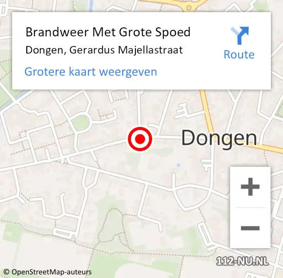 Locatie op kaart van de 112 melding: Brandweer Met Grote Spoed Naar Dongen, Gerardus Majellastraat op 7 juli 2017 12:23