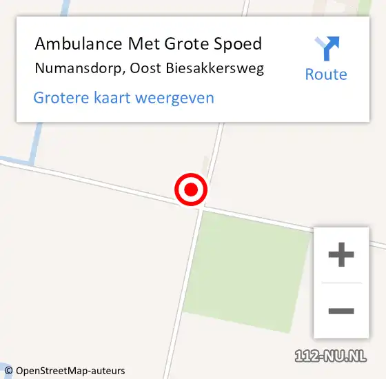 Locatie op kaart van de 112 melding: Ambulance Met Grote Spoed Naar Numansdorp, Oost Biesakkersweg op 7 juli 2017 12:38