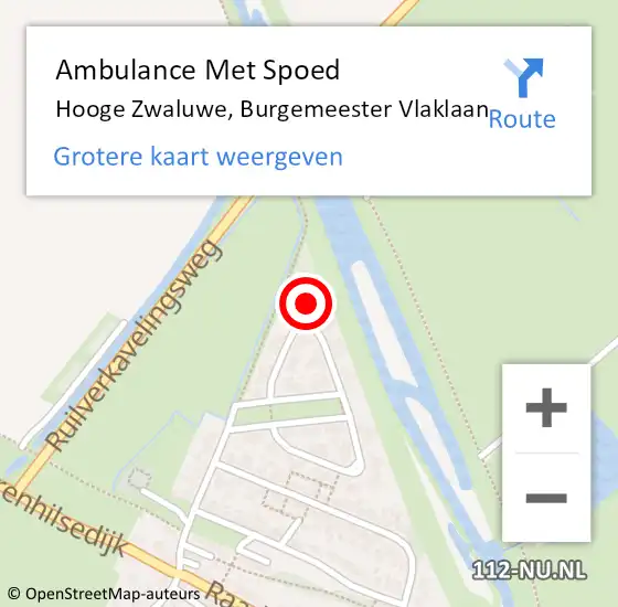 Locatie op kaart van de 112 melding: Ambulance Met Spoed Naar Hooge Zwaluwe, Burgemeester Vlaklaan op 7 juli 2017 13:04