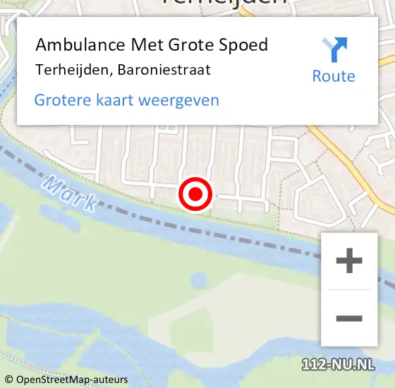 Locatie op kaart van de 112 melding: Ambulance Met Grote Spoed Naar Terheijden, Baroniestraat op 7 juli 2017 13:30