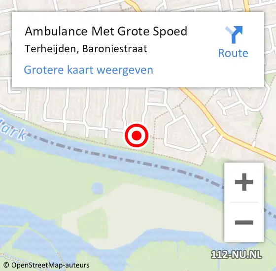 Locatie op kaart van de 112 melding: Ambulance Met Grote Spoed Naar Terheijden, Baroniestraat op 7 juli 2017 13:33