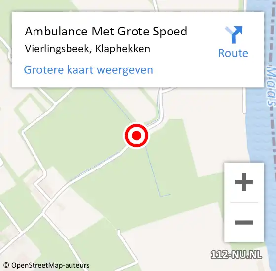 Locatie op kaart van de 112 melding: Ambulance Met Grote Spoed Naar Vierlingsbeek, Klaphekken op 26 januari 2014 09:53