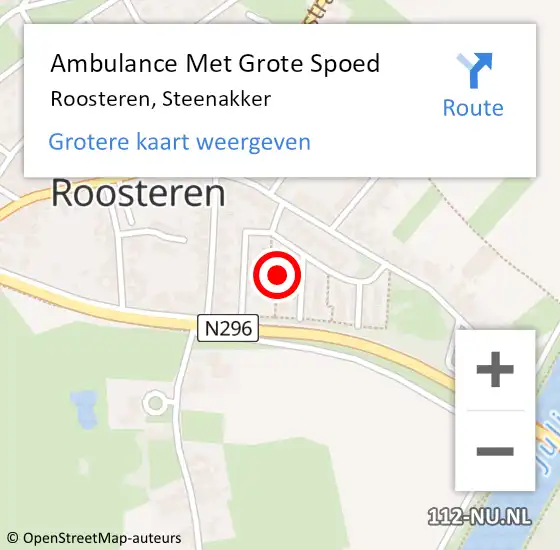 Locatie op kaart van de 112 melding: Ambulance Met Grote Spoed Naar Roosteren, Steenakker op 7 juli 2017 13:38