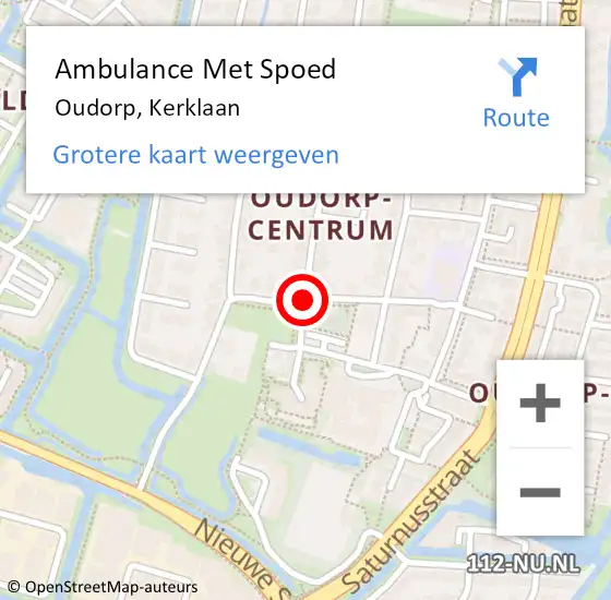 Locatie op kaart van de 112 melding: Ambulance Met Spoed Naar Oudorp, Kerklaan op 26 januari 2014 09:54