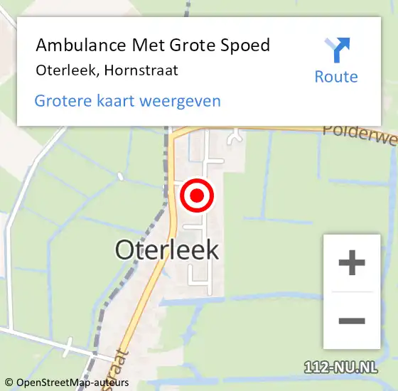 Locatie op kaart van de 112 melding: Ambulance Met Grote Spoed Naar Oterleek, Hornstraat op 7 juli 2017 13:45