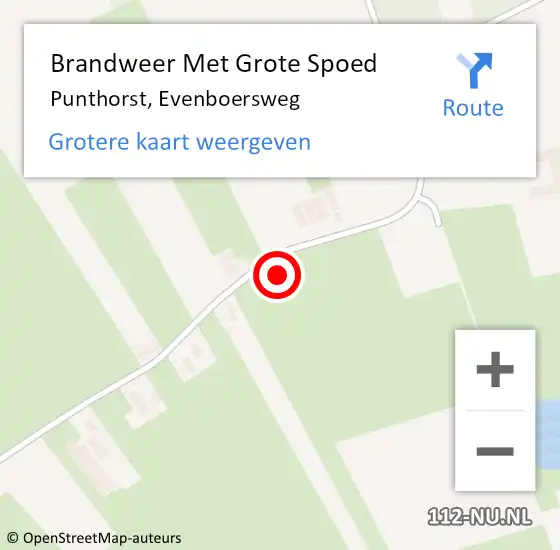 Locatie op kaart van de 112 melding: Brandweer Met Grote Spoed Naar Punthorst, Evenboersweg op 7 juli 2017 13:51