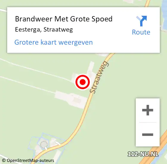 Locatie op kaart van de 112 melding: Brandweer Met Grote Spoed Naar Eesterga, Straatweg op 7 juli 2017 13:58