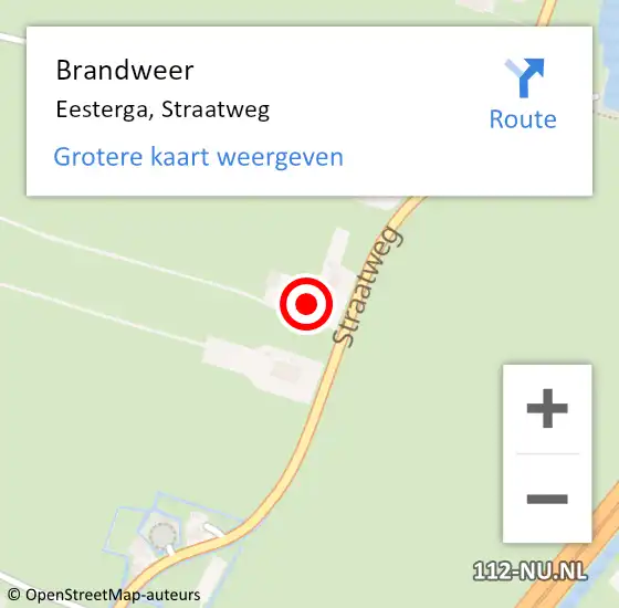 Locatie op kaart van de 112 melding: Brandweer Eesterga, Straatweg op 7 juli 2017 14:01