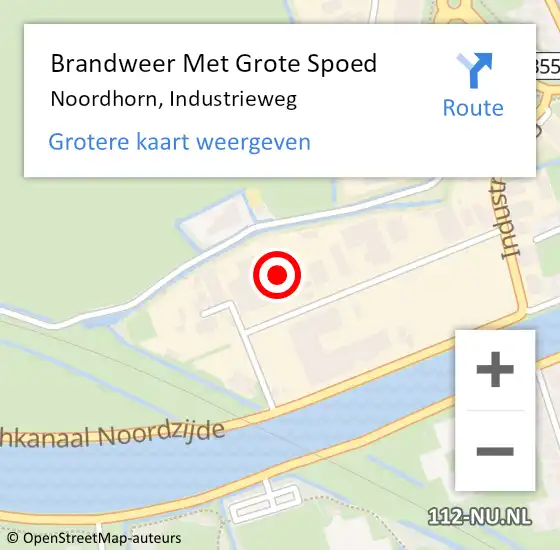 Locatie op kaart van de 112 melding: Brandweer Met Grote Spoed Naar Noordhorn, Industrieweg op 7 juli 2017 14:26