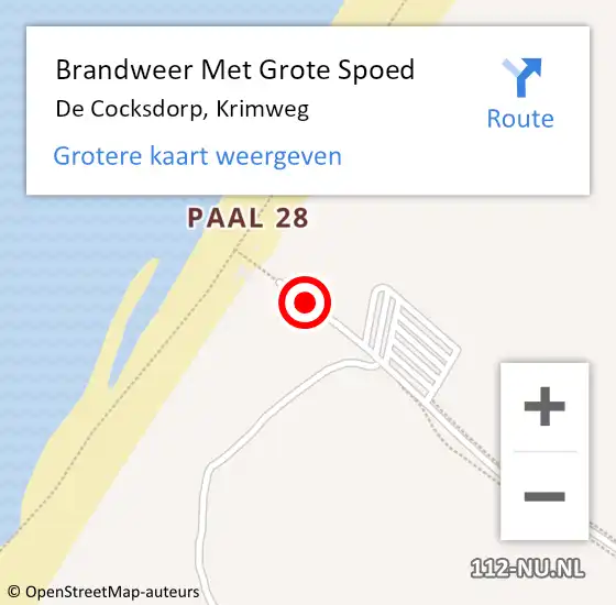 Locatie op kaart van de 112 melding: Brandweer Met Grote Spoed Naar De Cocksdorp, Krimweg op 7 juli 2017 14:42