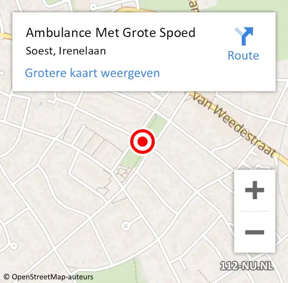 Locatie op kaart van de 112 melding: Ambulance Met Grote Spoed Naar Soest, Irenelaan op 7 juli 2017 14:58