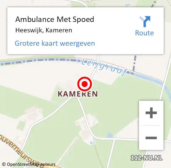 Locatie op kaart van de 112 melding: Ambulance Met Spoed Naar Heeswijk, Kameren op 26 januari 2014 10:07