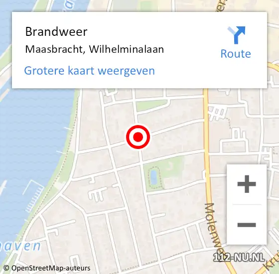 Locatie op kaart van de 112 melding: Brandweer Maasbracht, Wilhelminalaan op 7 juli 2017 15:27