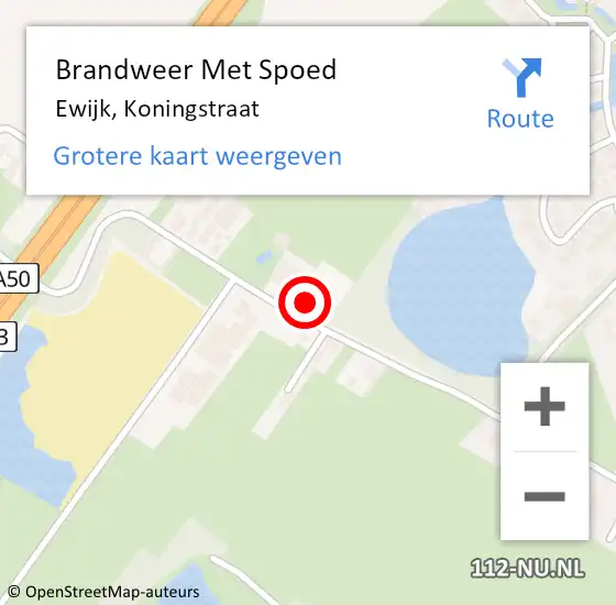 Locatie op kaart van de 112 melding: Brandweer Met Spoed Naar Ewijk, Koningstraat op 26 januari 2014 10:08