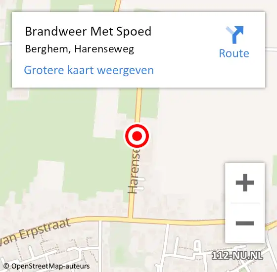 Locatie op kaart van de 112 melding: Brandweer Met Spoed Naar Berghem, Harenseweg op 7 juli 2017 16:13