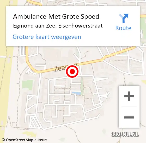 Locatie op kaart van de 112 melding: Ambulance Met Grote Spoed Naar Egmond aan Zee, Eisenhowerstraat op 7 juli 2017 16:36