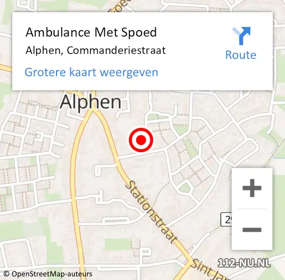 Locatie op kaart van de 112 melding: Ambulance Met Spoed Naar Alphen, Commanderiestraat op 26 januari 2014 10:25