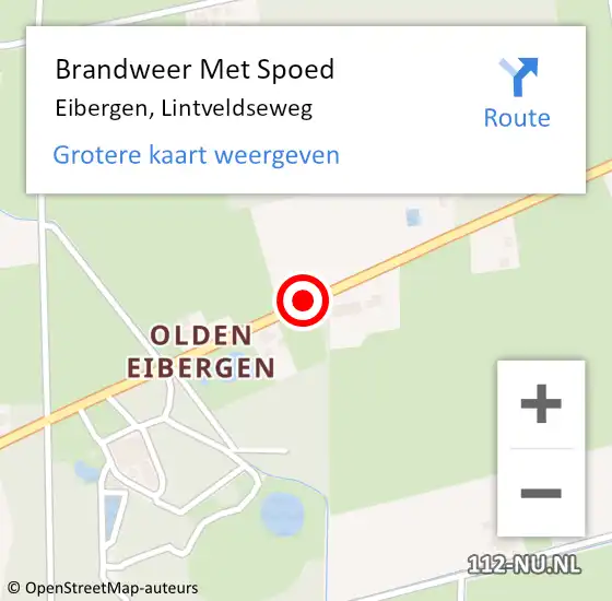 Locatie op kaart van de 112 melding: Brandweer Met Spoed Naar Eibergen, Lintveldseweg op 7 juli 2017 17:02