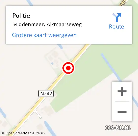 Locatie op kaart van de 112 melding: Politie Middenmeer, Alkmaarseweg op 7 juli 2017 17:04