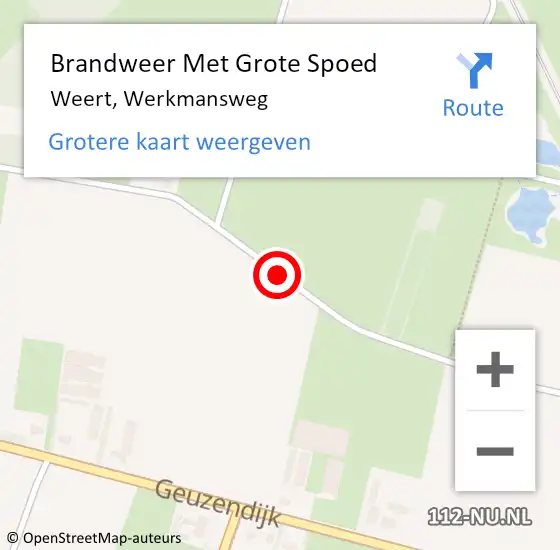 Locatie op kaart van de 112 melding: Brandweer Met Grote Spoed Naar Weert, Werkmansweg op 7 juli 2017 17:23