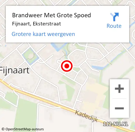 Locatie op kaart van de 112 melding: Brandweer Met Grote Spoed Naar Fijnaart, Eksterstraat op 7 juli 2017 17:30