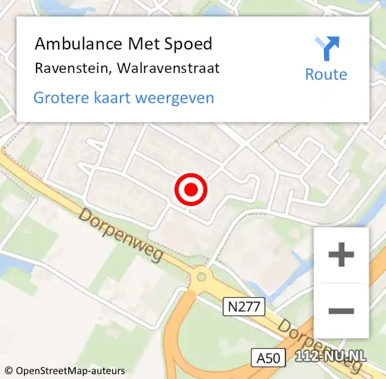 Locatie op kaart van de 112 melding: Ambulance Met Spoed Naar Ravenstein, Walravenstraat op 7 juli 2017 18:07