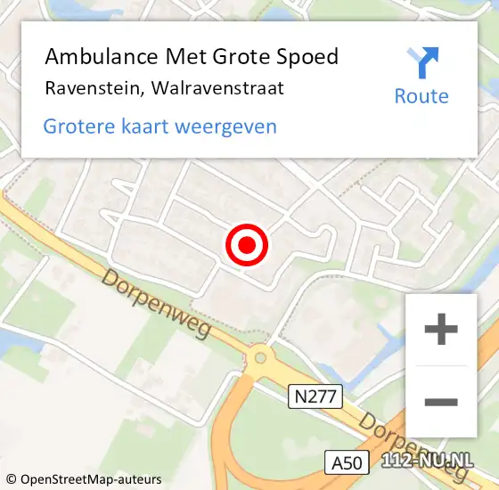 Locatie op kaart van de 112 melding: Ambulance Met Grote Spoed Naar Ravenstein, Walravenstraat op 7 juli 2017 18:08