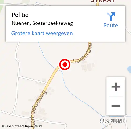 Locatie op kaart van de 112 melding: Politie Nuenen, Soeterbeekseweg op 7 juli 2017 18:39