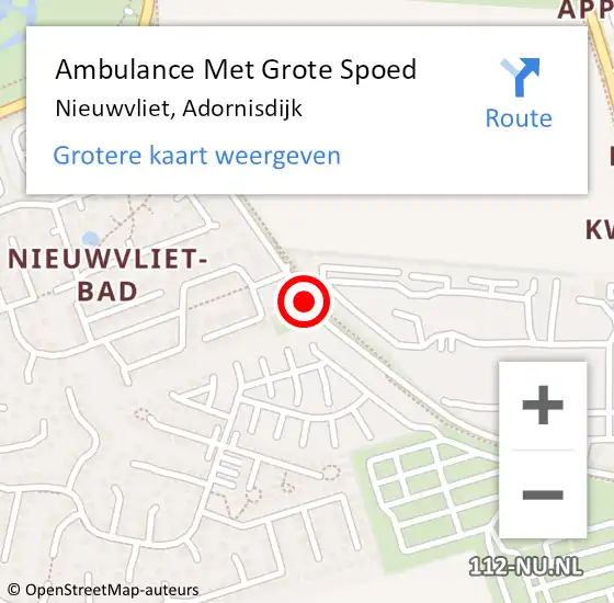 Locatie op kaart van de 112 melding: Ambulance Met Grote Spoed Naar Nieuwvliet, Adornisdijk op 7 juli 2017 19:08