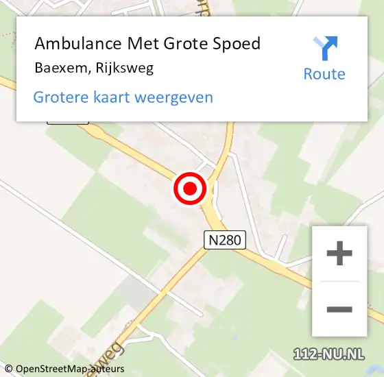 Locatie op kaart van de 112 melding: Ambulance Met Grote Spoed Naar Baexem, Rijksweg op 7 juli 2017 19:19