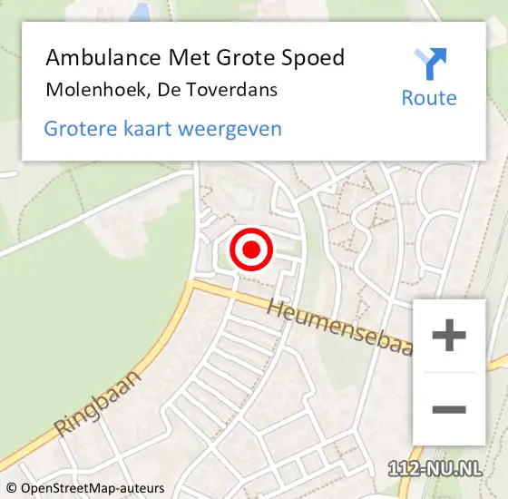 Locatie op kaart van de 112 melding: Ambulance Met Grote Spoed Naar Molenhoek, De Toverdans op 7 juli 2017 19:58