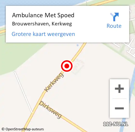 Locatie op kaart van de 112 melding: Ambulance Met Spoed Naar Brouwershaven, Kerkweg op 7 juli 2017 20:19