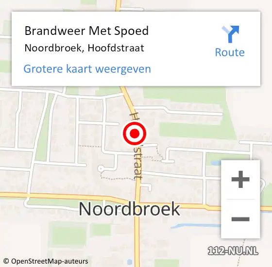 Locatie op kaart van de 112 melding: Brandweer Met Spoed Naar Noordbroek, Hoofdstraat op 7 juli 2017 20:46