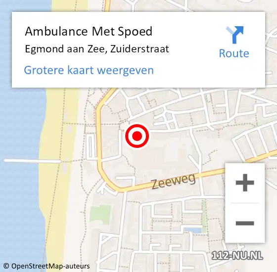 Locatie op kaart van de 112 melding: Ambulance Met Spoed Naar Egmond aan Zee, Zuiderstraat op 7 juli 2017 21:24