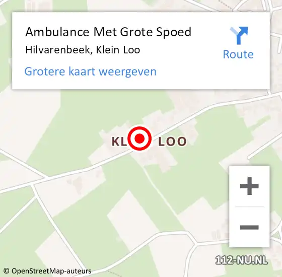 Locatie op kaart van de 112 melding: Ambulance Met Grote Spoed Naar Hilvarenbeek, Klein Loo op 7 juli 2017 21:34