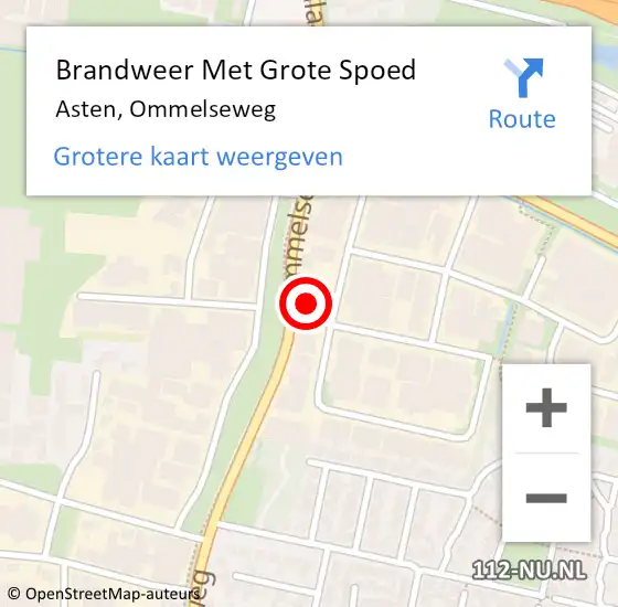 Locatie op kaart van de 112 melding: Brandweer Met Grote Spoed Naar Asten, Ommelseweg op 7 juli 2017 21:47