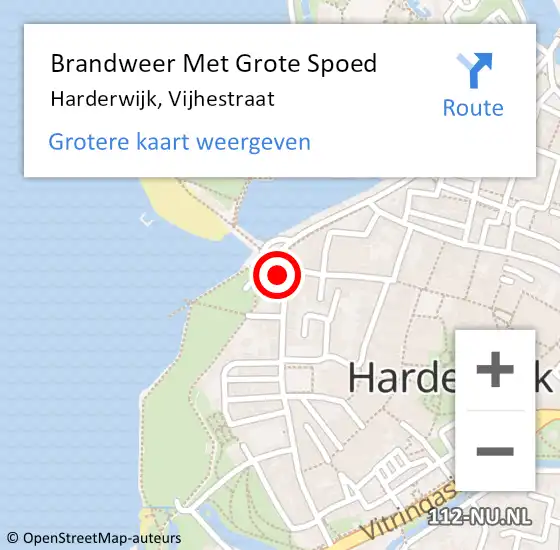 Locatie op kaart van de 112 melding: Brandweer Met Grote Spoed Naar Harderwijk, Vijhestraat op 7 juli 2017 22:03