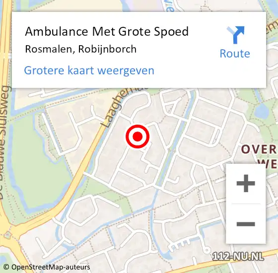 Locatie op kaart van de 112 melding: Ambulance Met Grote Spoed Naar Rosmalen, Robijnborch op 7 juli 2017 22:14