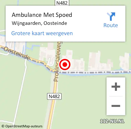 Locatie op kaart van de 112 melding: Ambulance Met Spoed Naar Wijngaarden, Oosteinde op 7 juli 2017 22:47