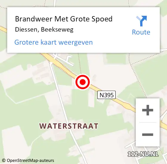 Locatie op kaart van de 112 melding: Brandweer Met Grote Spoed Naar Diessen, Beekseweg op 7 juli 2017 22:54