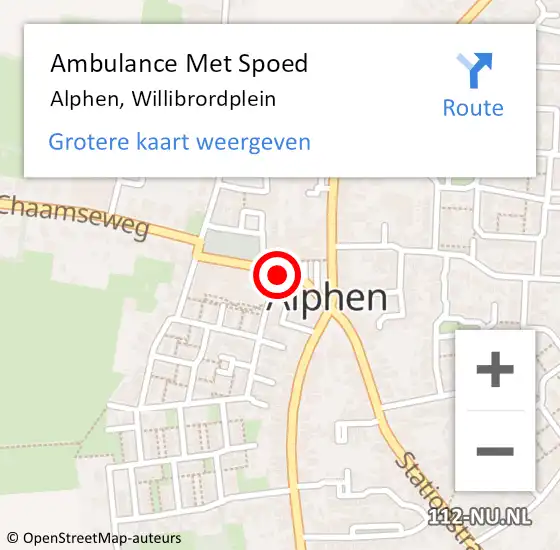 Locatie op kaart van de 112 melding: Ambulance Met Spoed Naar Alphen, Willibrordplein op 7 juli 2017 23:28