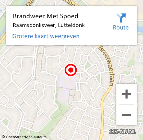 Locatie op kaart van de 112 melding: Brandweer Met Spoed Naar Raamsdonksveer, Lutteldonk op 7 juli 2017 23:35