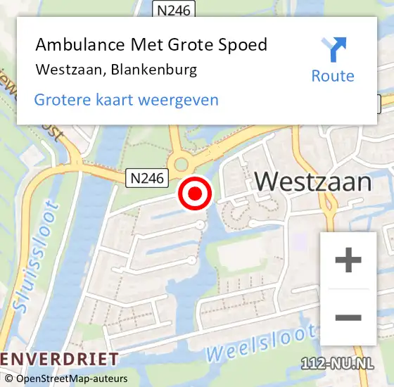 Locatie op kaart van de 112 melding: Ambulance Met Grote Spoed Naar Westzaan, Blankenburg op 8 juli 2017 00:51